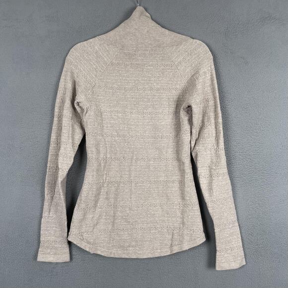 Skyr Sweater Womens Small Beige Funnel Cowl Neck Thumbholes Knit Pullover Top - Picture 2 of 10